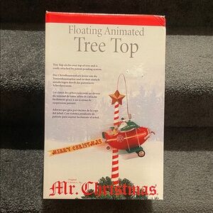 Vintage 2002 Mr Christmas Float Animated Tree Topper Santa Airplane
